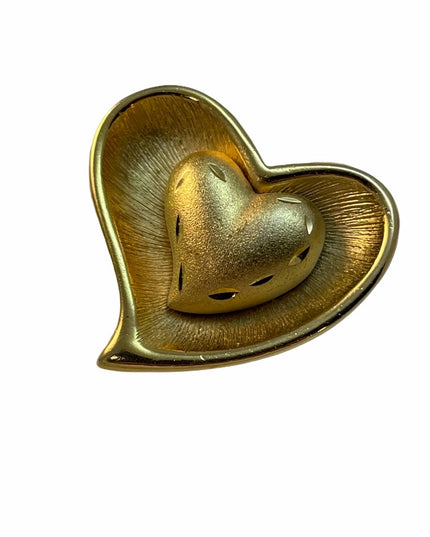 VTG Lot Brooches flower heart santa gold crystal