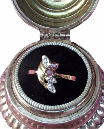 10k gold diamond & ruby ring vintage