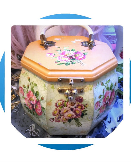 Vintage Wood Box purse flowers soo cute!!