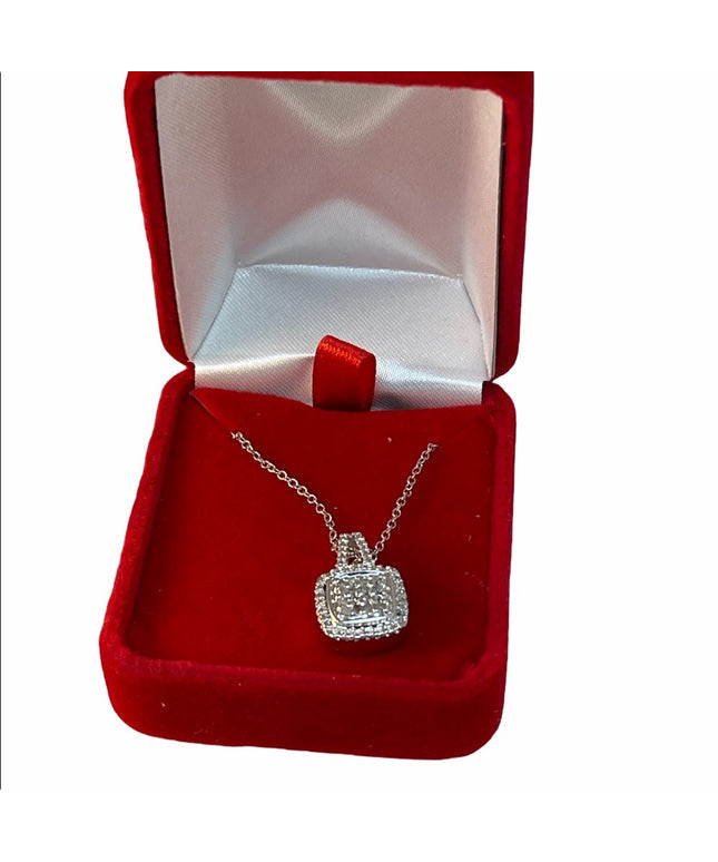Costume silver necklace with diamond chips