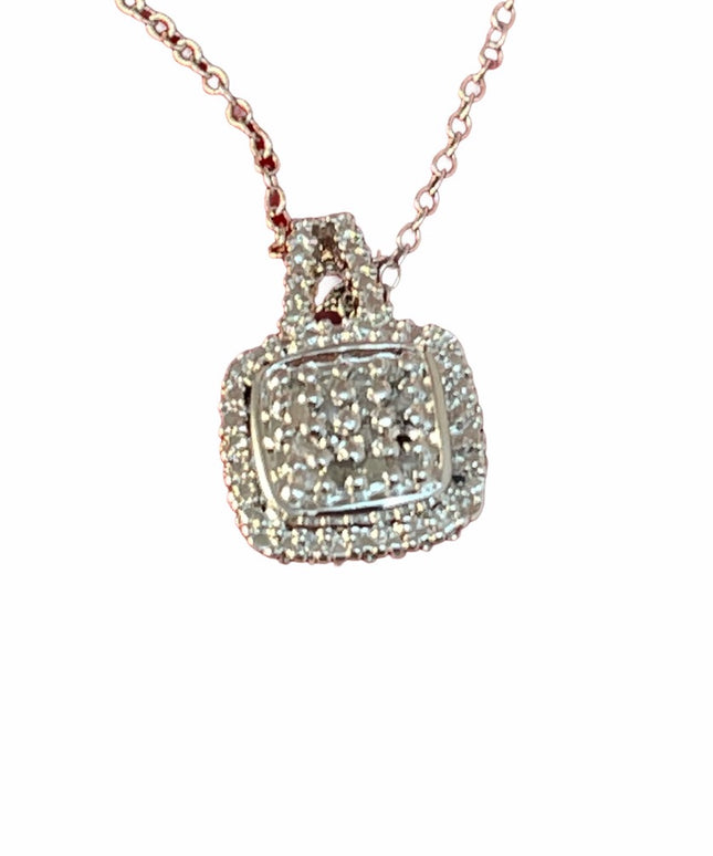 Costume silver necklace with diamond chips