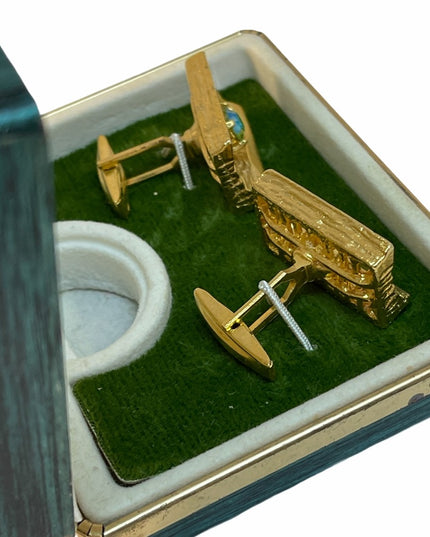 Vintage gold crystal chunky cufflinks