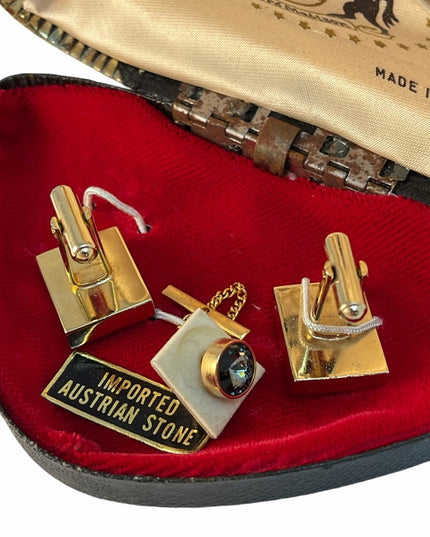 VTG Australian stone gold tone cufflinks c1960s
