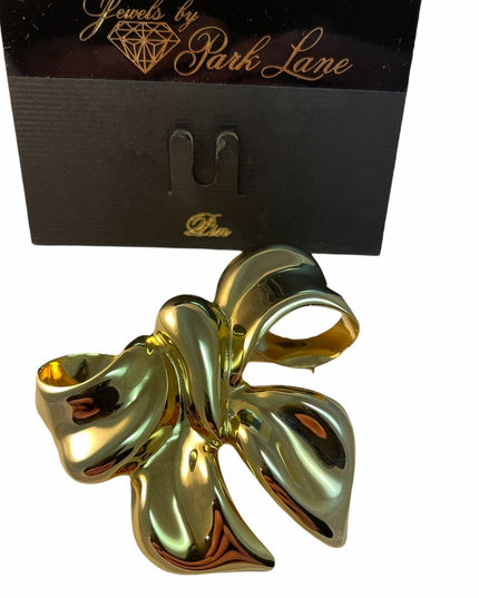 VTG Gold Chunky Bow brooch pin Park Lane