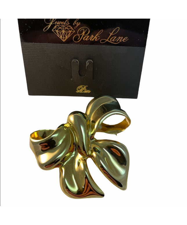 VTG Gold Chunky Bow brooch pin Park Lane