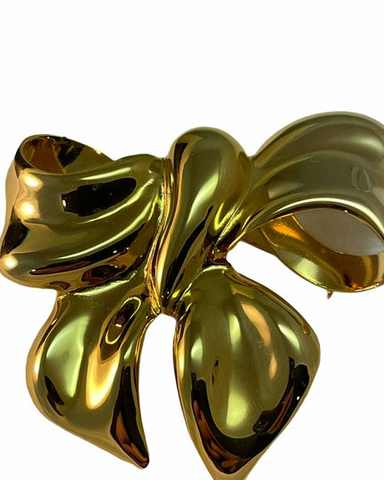 VTG Gold Chunky Bow brooch pin Park Lane
