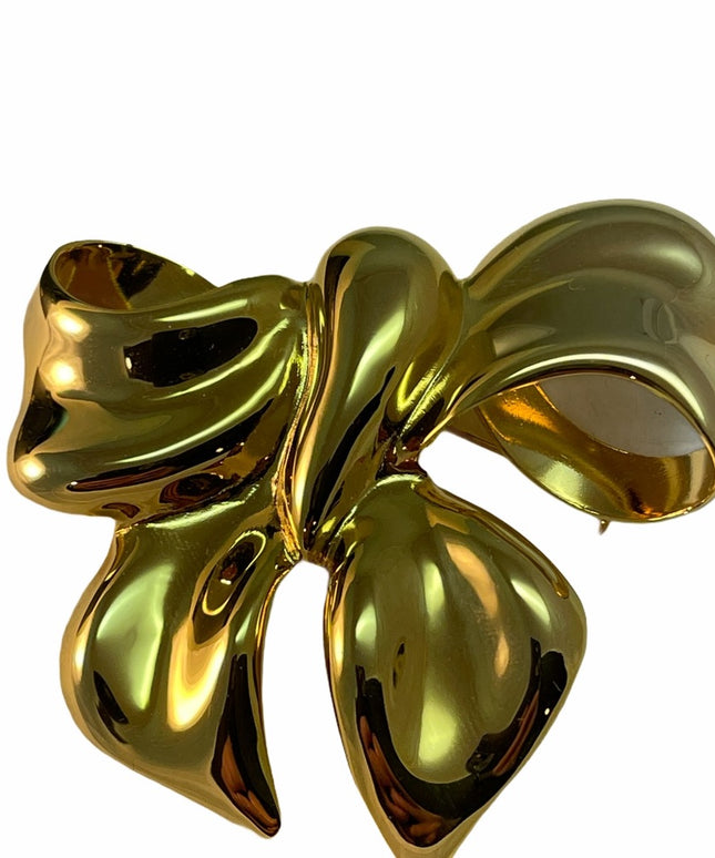 VTG Gold Chunky Bow brooch pin Park Lane