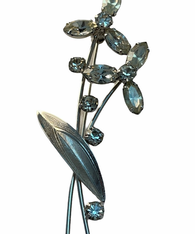 Vintage Silver crystal earring brooch set