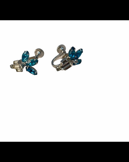 Vintage Silver crystal earring brooch set