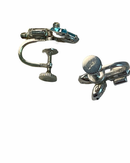 Vintage Silver crystal earring brooch set