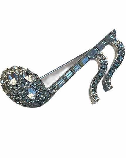 Vintage Pell Crystal musical note brooch