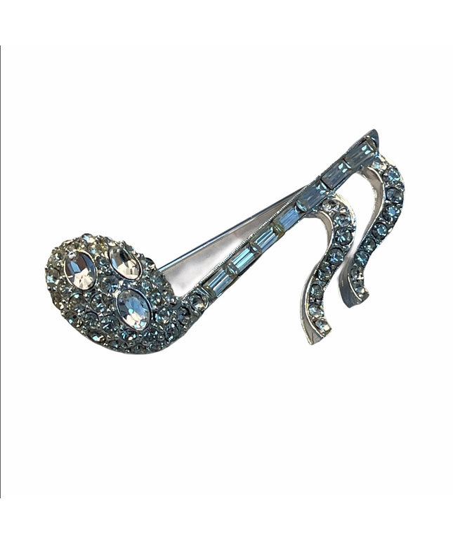 Vintage Pell Crystal musical note brooch