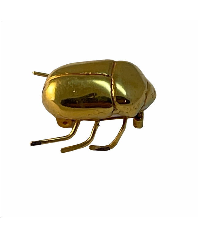 Vintage gold artesian made Beatle bug brooch
