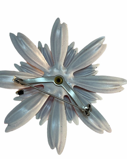 Vintage RWB Metal flower C1960s Brooch Red white blue nautical Patriotic