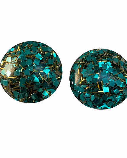LG Chunky green Confetti Resin earrings C1969
