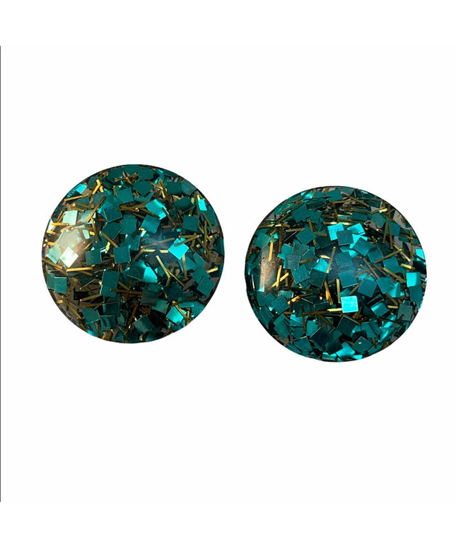 LG Chunky green Confetti Resin earrings C1969