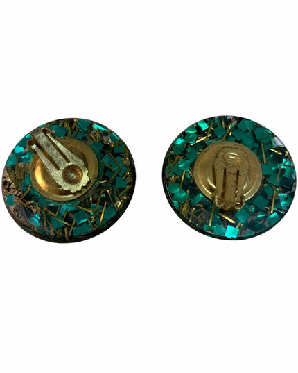 LG Chunky green Confetti Resin earrings C1969
