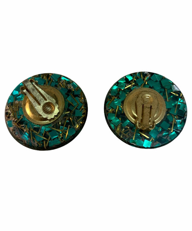 LG Chunky green Confetti Resin earrings C1969