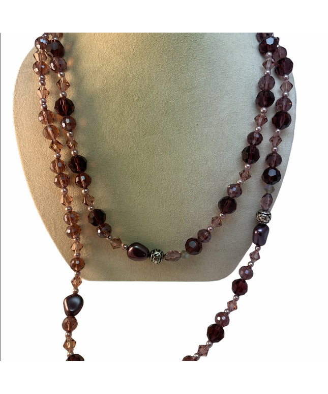 Purple Crystal necklace 52”