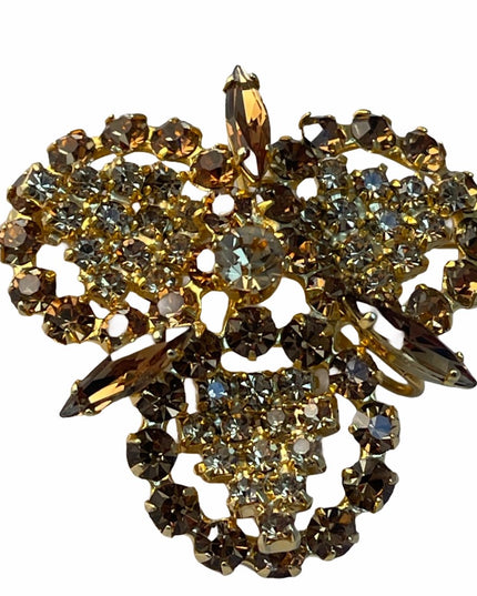 Vintage C1980s Crystal fancy brooch