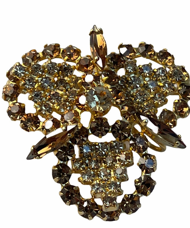 Vintage C1980s Crystal fancy brooch