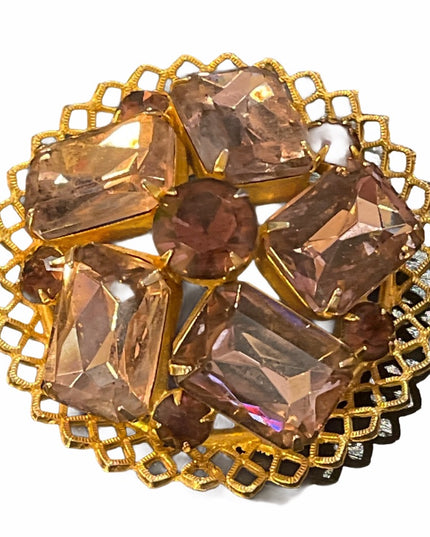 Vintage purple crystal fancy brooch