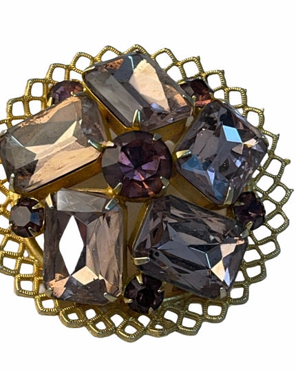 Vintage purple crystal fancy brooch