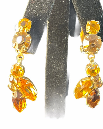 Vintage c1950s Julianna crystal gold tone clip ons