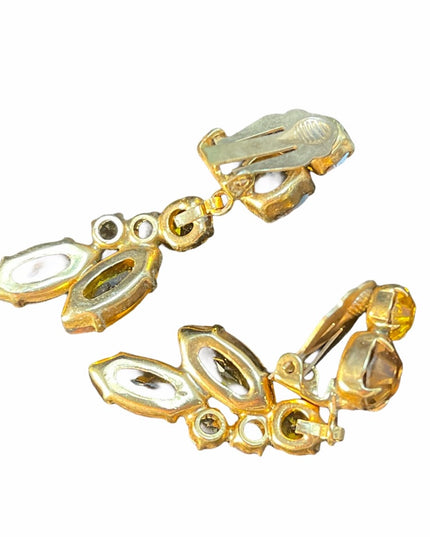 Vintage c1950s Julianna crystal gold tone clip ons