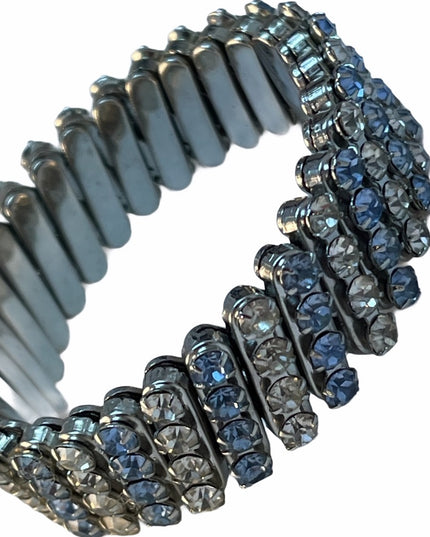 VTG C1960s Expandible crystal bracelet blue clear