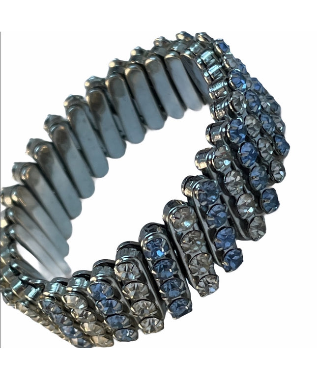 VTG C1960s Expandible crystal bracelet blue clear