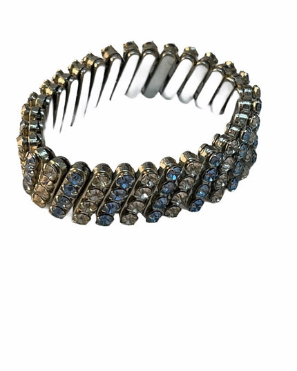 VTG C1960s Expandible crystal bracelet blue clear