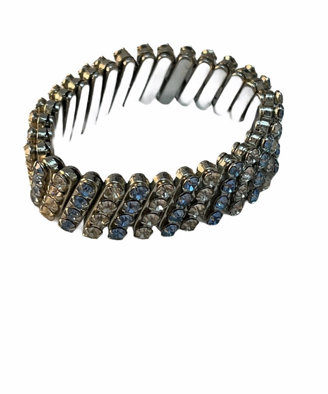 VTG C1960s Expandible crystal bracelet blue clear