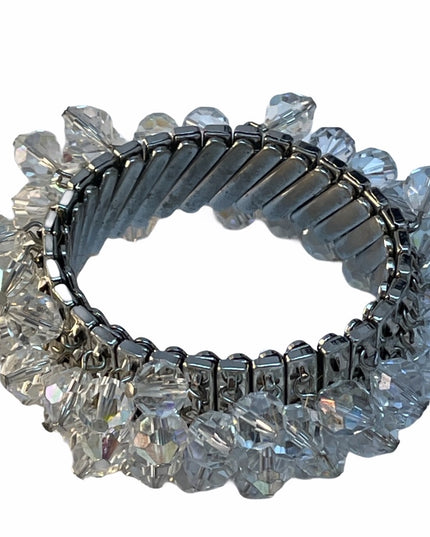 Vintage Silver finish expandible crystal bracelet