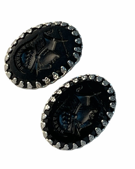 Vintage Avon trojan cameo style earrings clip ons