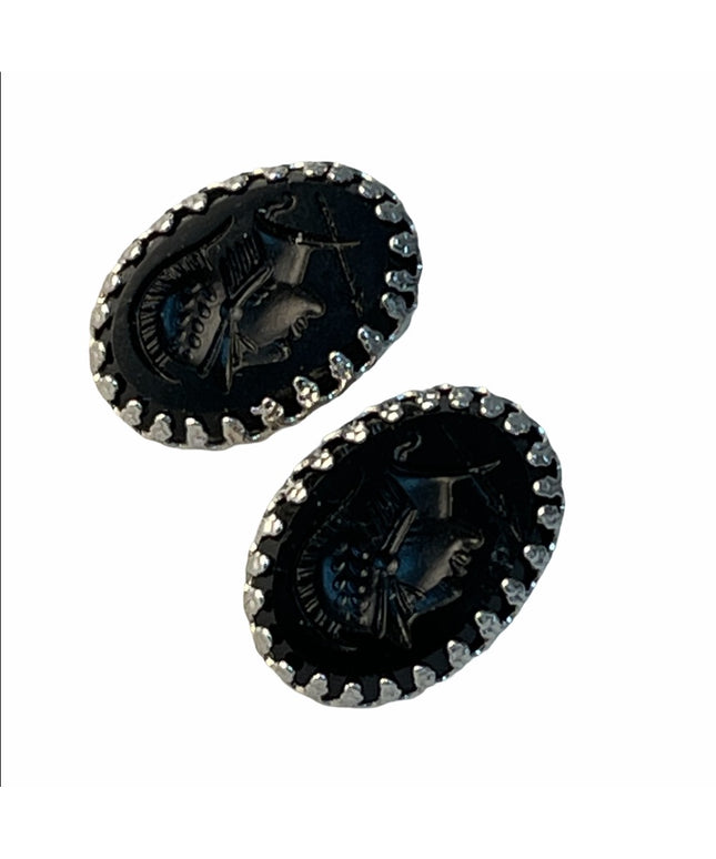 Vintage Avon trojan cameo style earrings clip ons