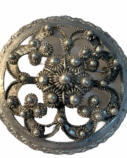 Antique Sash Brooch pin Large sterling heavy