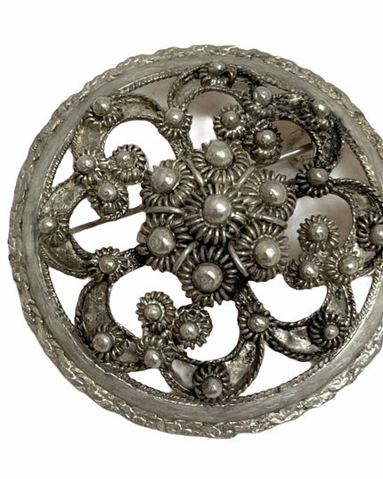 Antique Sash Brooch pin Large sterling heavy