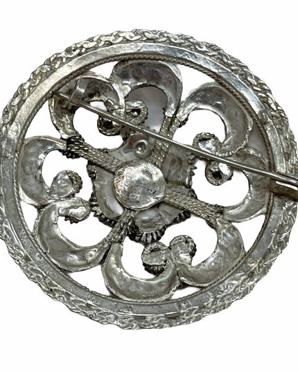 Antique Sash Brooch pin Large sterling heavy