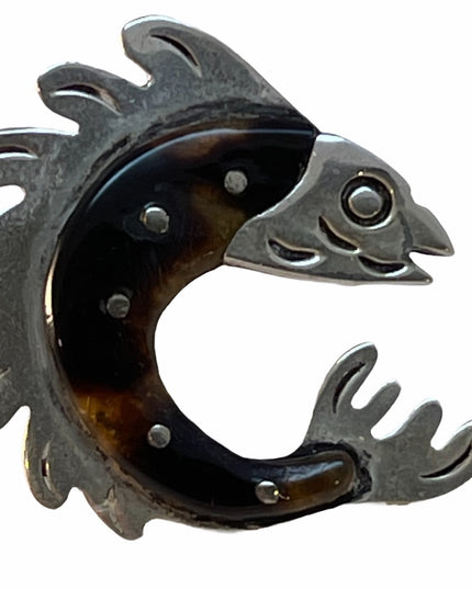 Sterling silver fish earrings  Taxco C1970s Mexico