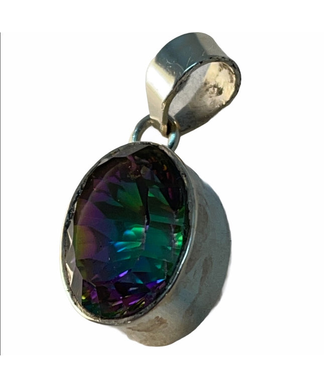 VTG Stone pendant 925 Sterling silver mystic topaz