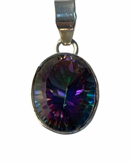 VTG Stone pendant 925 Sterling silver mystic topaz