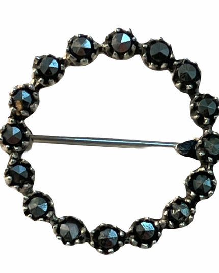 Sterling silver hematite infinity brooch