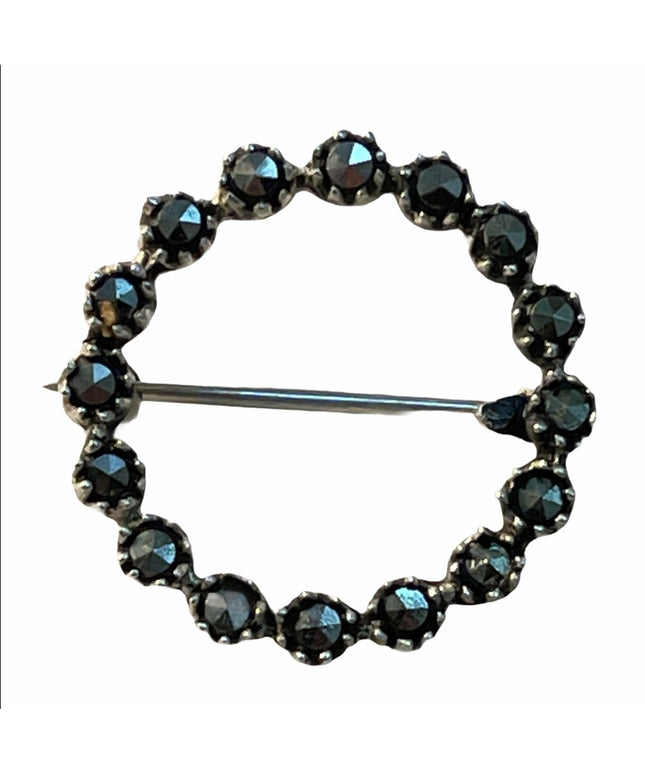 Sterling silver hematite infinity brooch