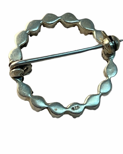 Sterling silver hematite infinity brooch