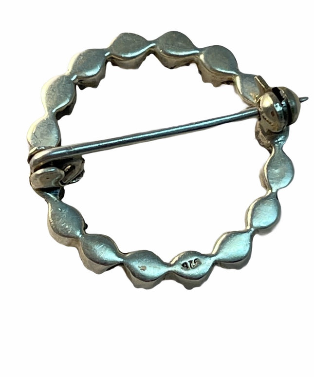 Sterling silver hematite infinity brooch