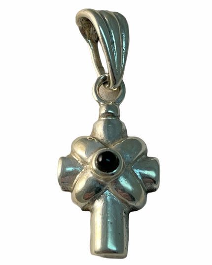 sterling silver black onyx cross pendant