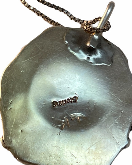 Sterling silver stone ornate native necklace