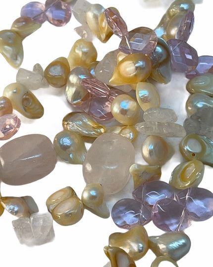faceted Rose quartz shell artisan necklace beauty baroque pearls