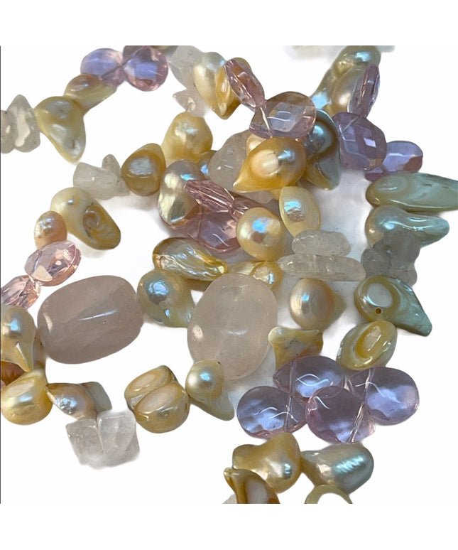 faceted Rose quartz shell artisan necklace beauty baroque pearls